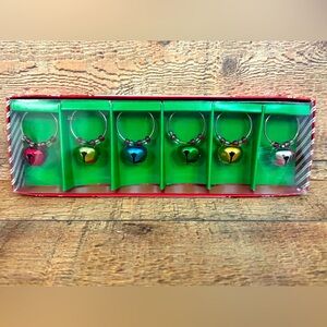 NEW Pier 1 Imports Set 6 Drink Charms Christmas Jingle Bells Holiday Wine Party